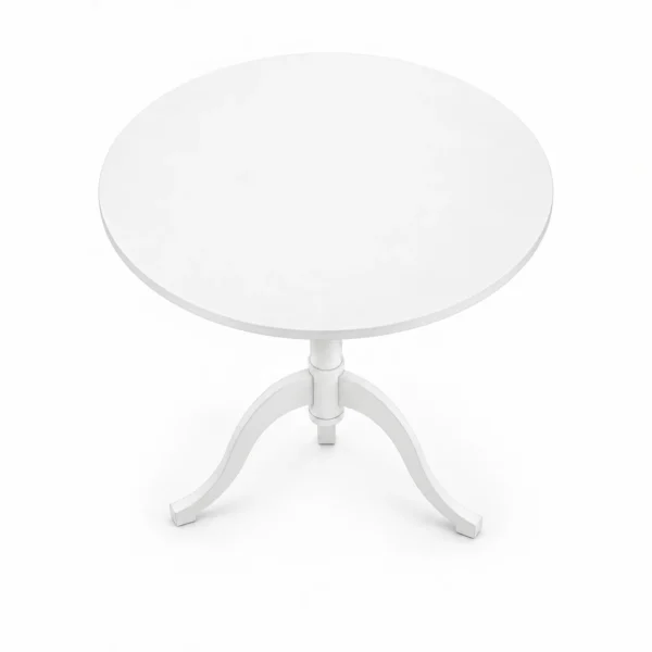 Round Pedestal Café Table — White — high angle