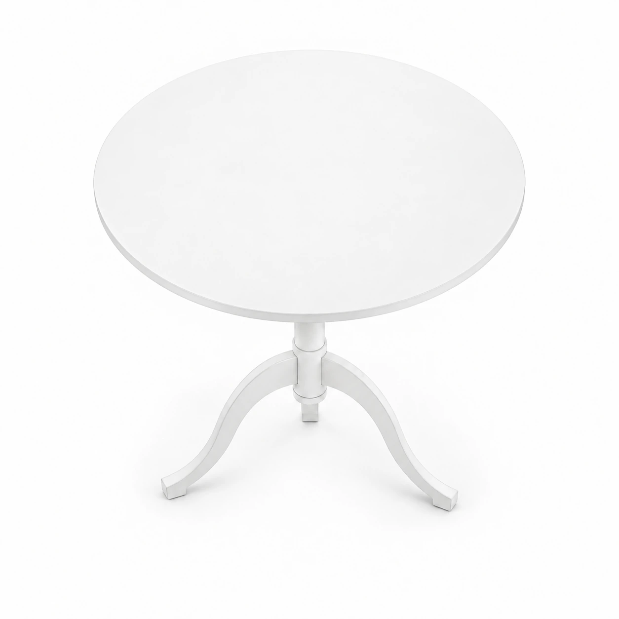 Round Pedestal Café Table — White — high angle