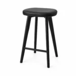 Round-Seat Bar Stool with Footrest — Black — product view