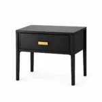 Single-Drawer Side Table with Brass-Tone Pull — Black — product view