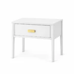Single-Drawer Side Table with Brass-Tone Pull — White — product view