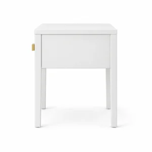 Single-Drawer Side Table with Brass-Tone Pull — White — side