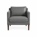 Upholstered Armchair with Wooden Legs — Grey — product view