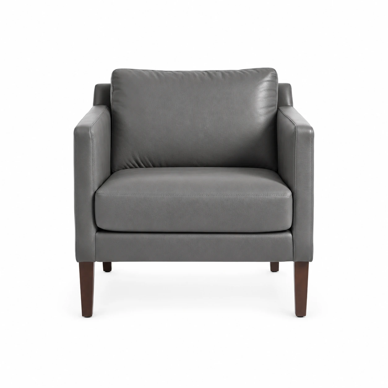 Upholstered Armchair with Wooden Legs — Grey — product view