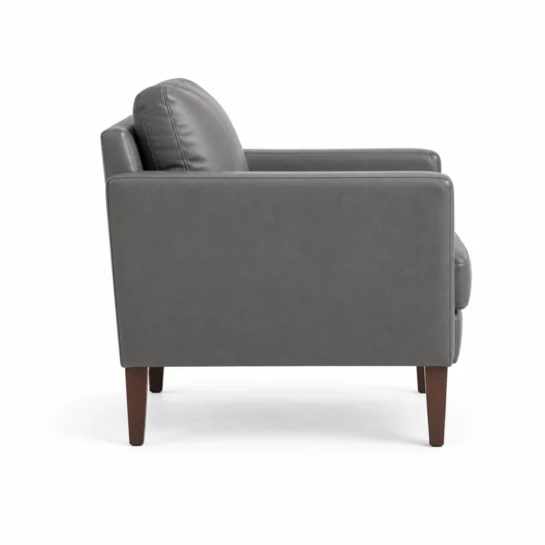 Upholstered Armchair with Wooden Legs — Grey — side