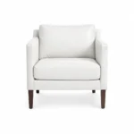 Upholstered Armchair with Wooden Legs — White — product view