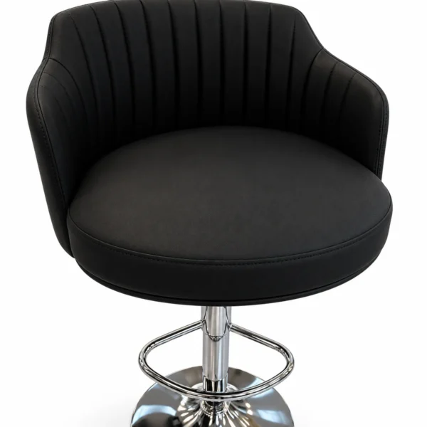Upholstered Armrest Bar Chair – Black / Chrome — seat detail