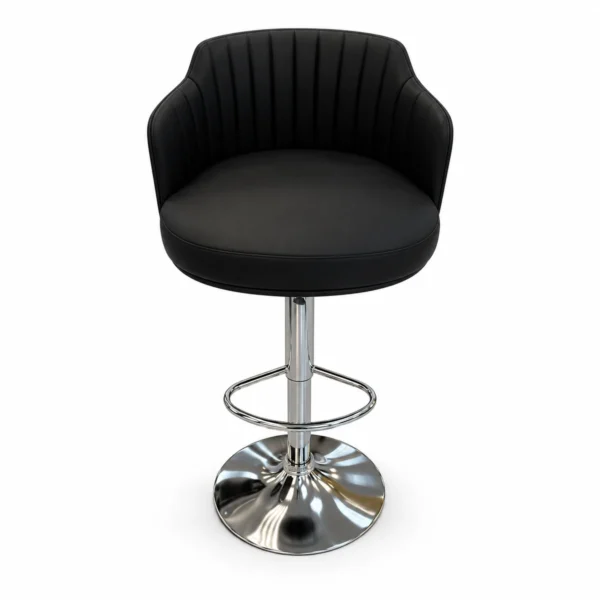 Upholstered Armrest Bar Chair – Black / Chrome — front view
