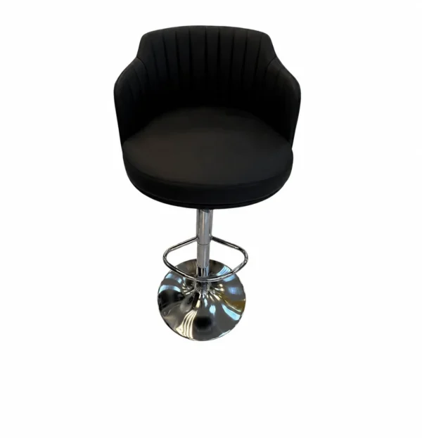 Upholstered Armrest Bar Chair – Black / Chrome — product view Upholstered Armrest Bar Chair – Black / Chrome