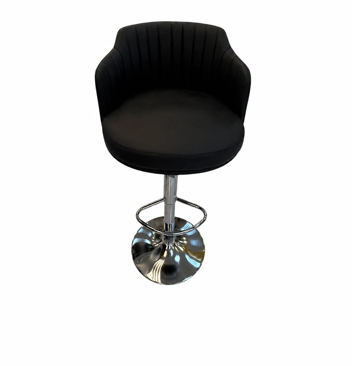 Upholstered Armrest Bar Chair – Black / Chrome — product view