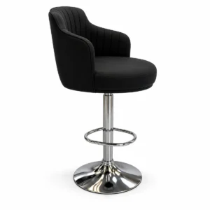 Upholstered Armrest Bar Chair – Black / Chrome — side view