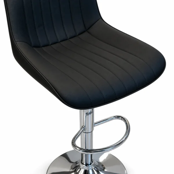 Upholstered Bar Chair – Black / Chrome — seat detail