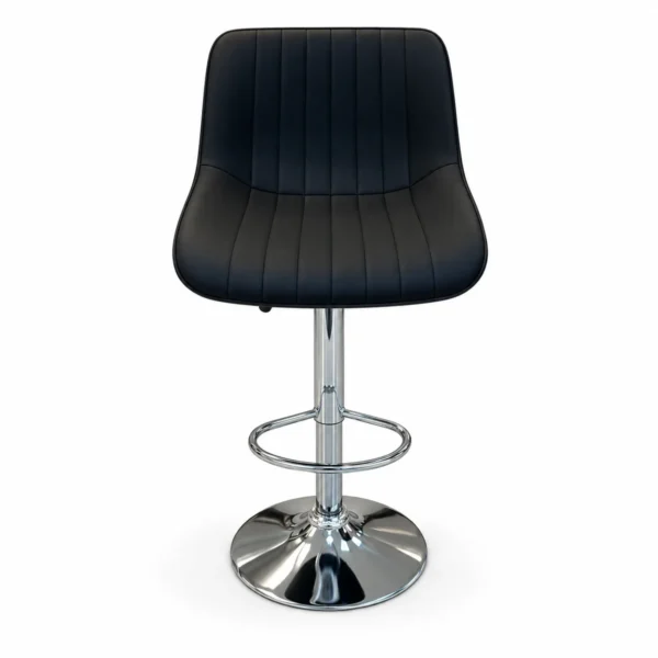 Upholstered Bar Chair – Black / Chrome — front view