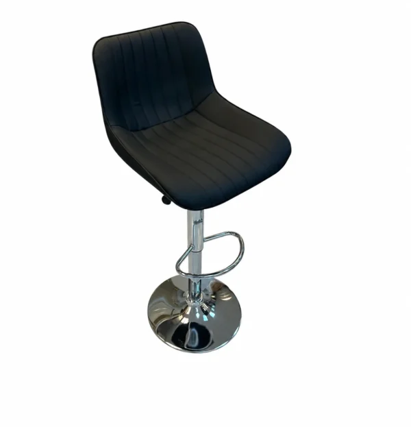 Upholstered Bar Chair – Black / Chrome — product view Upholstered Bar Chair – Black / Chrome