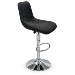 Upholstered Bar Chair – Black / Chrome — side view