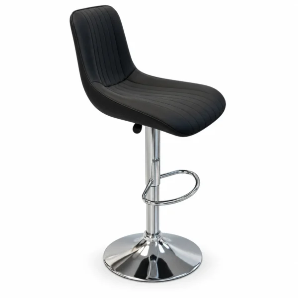 Upholstered Bar Chair – Black / Chrome — side view