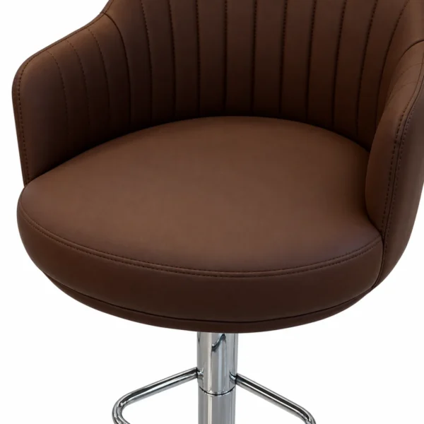 Upholstered Bar Chair with Armrests – Brown — seat detail