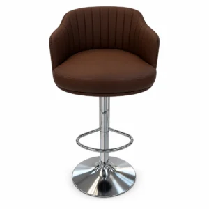 Upholstered Bar Chair with Armrests – Brown — front view