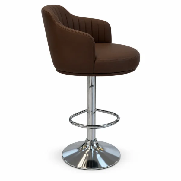 Upholstered Bar Chair with Armrests – Brown — side view