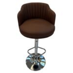Upholstered Bar Chair with Armrests – Brown — product view