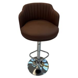 Upholstered Bar Chair with Armrests – Brown
