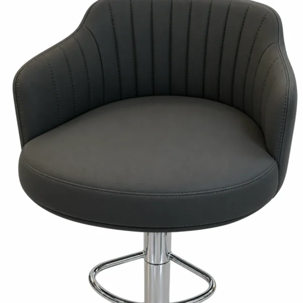 Upholstered Bar Chair with Armrests – Charcoal — seat detail