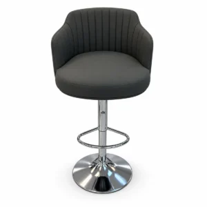 Upholstered Bar Chair with Armrests – Charcoal — front view