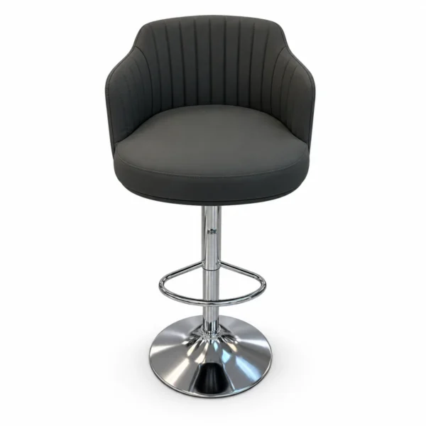 Upholstered Bar Chair with Armrests – Charcoal — front view