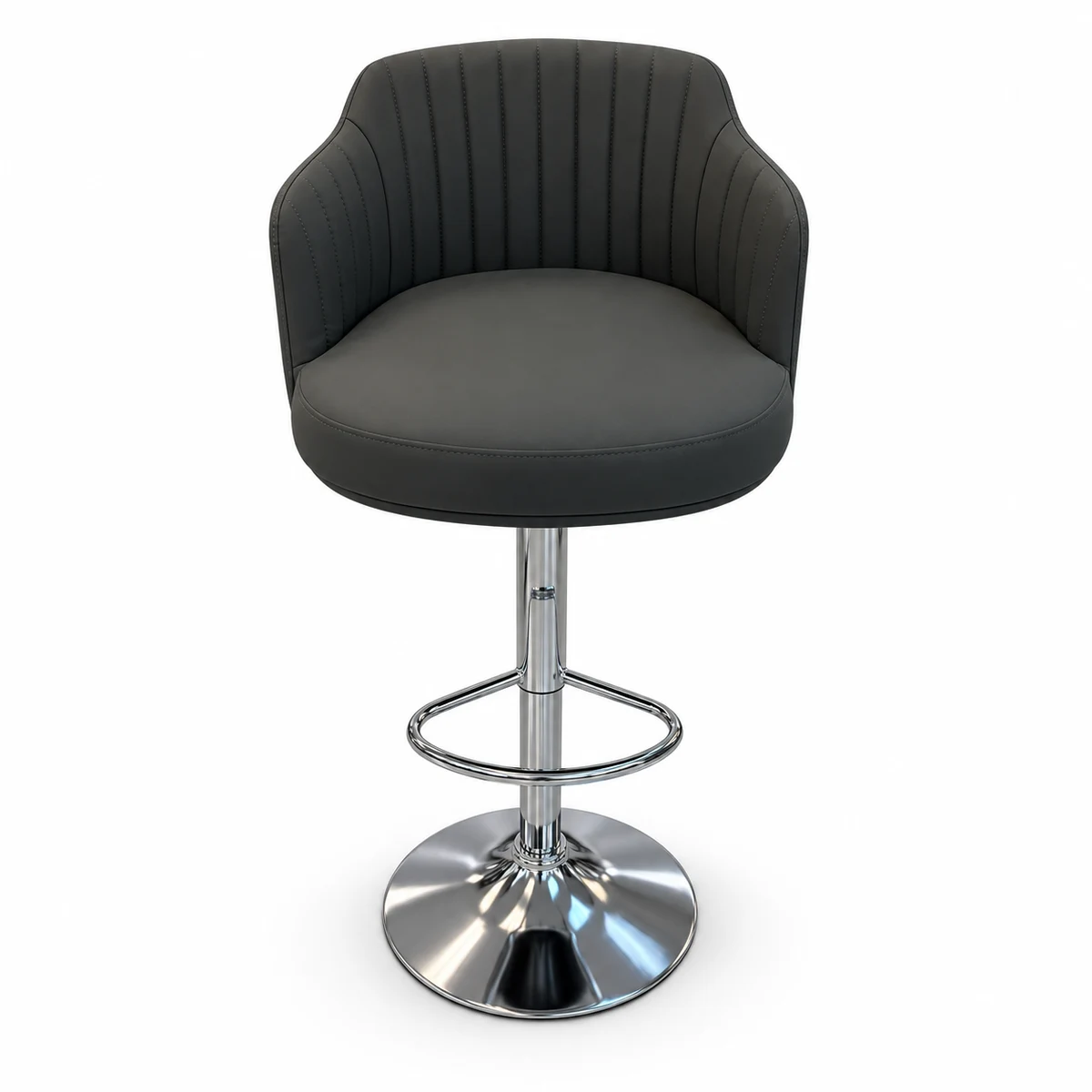 Upholstered Bar Chair with Armrests – Charcoal — front view