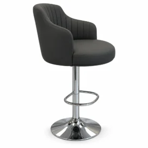 Upholstered Bar Chair with Armrests – Charcoal — side view