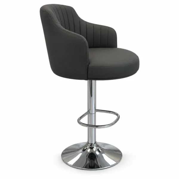 Upholstered Bar Chair with Armrests – Charcoal — side view