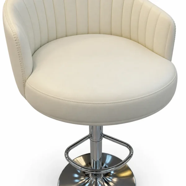 Upholstered Bar Chair with Armrests – Ivory — seat detail