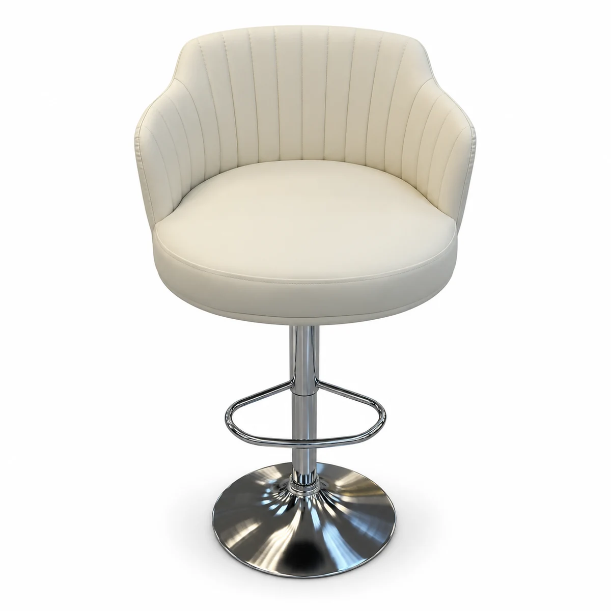 Upholstered Bar Chair with Armrests – Ivory — front view