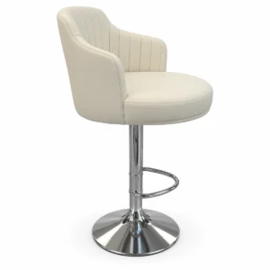 Upholstered Bar Chair with Armrests – Ivory — side view