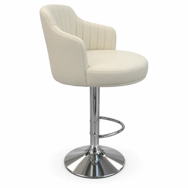 Upholstered Bar Chair with Armrests – Ivory — side view
