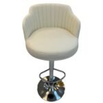 Upholstered Bar Chair with Armrests – Ivory — product view