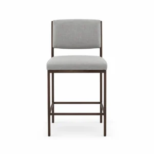 Upholstered Bar Chair with Slim Frame — Grey — front