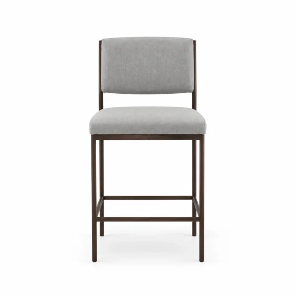 Upholstered Bar Chair with Slim Frame — Grey — front