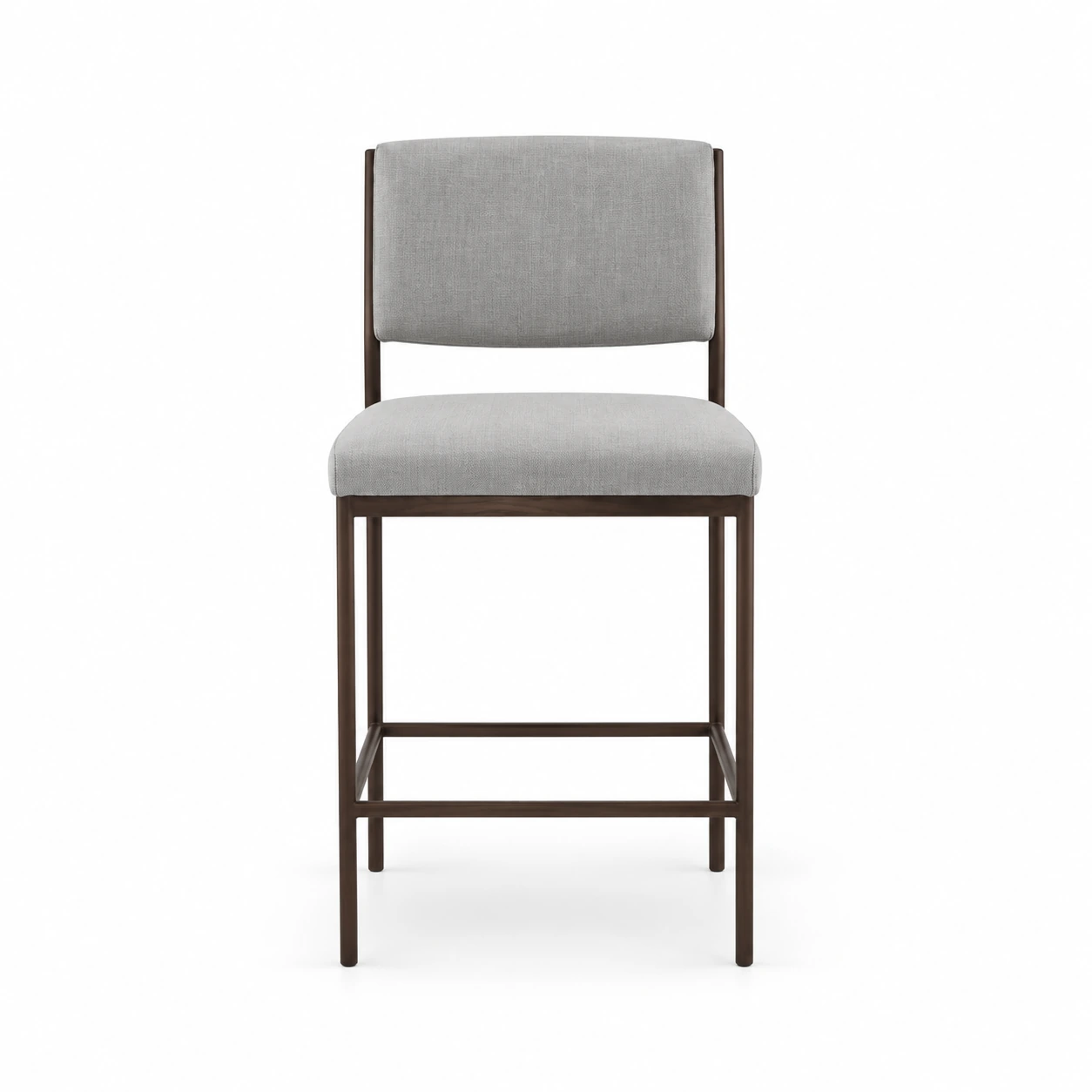 Upholstered Bar Chair with Slim Frame — Grey — front