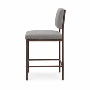 Upholstered Bar Chair with Slim Frame — Grey — side