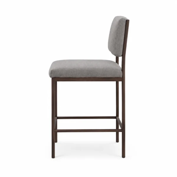 Upholstered Bar Chair with Slim Frame — Grey — side