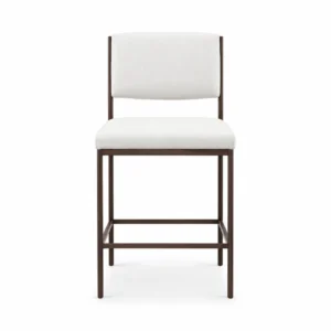 Upholstered Bar Chair with Slim Frame — White — front