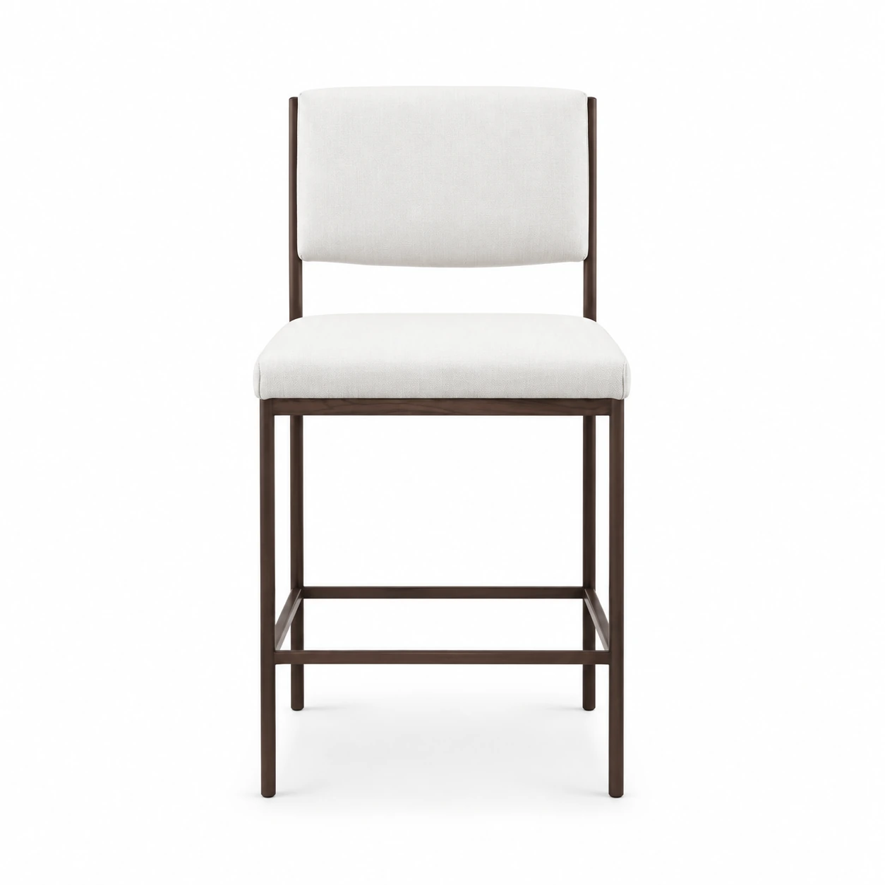 Upholstered Bar Chair with Slim Frame — White — front