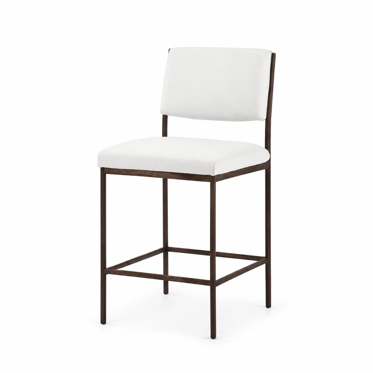 Upholstered Bar Chair with Slim Frame — White — product view