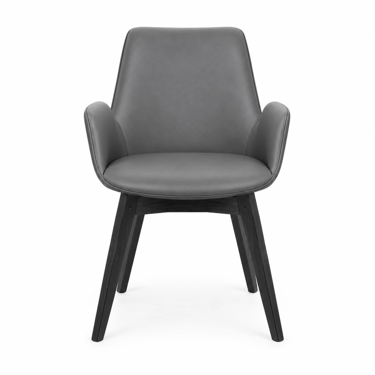 Upholstered Dining Armchair with Angled Legs — Grey — front