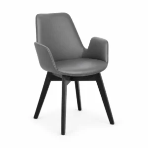 Upholstered Dining Armchair with Angled Legs — Grey