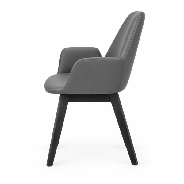 Upholstered Dining Armchair with Angled Legs — Grey — side
