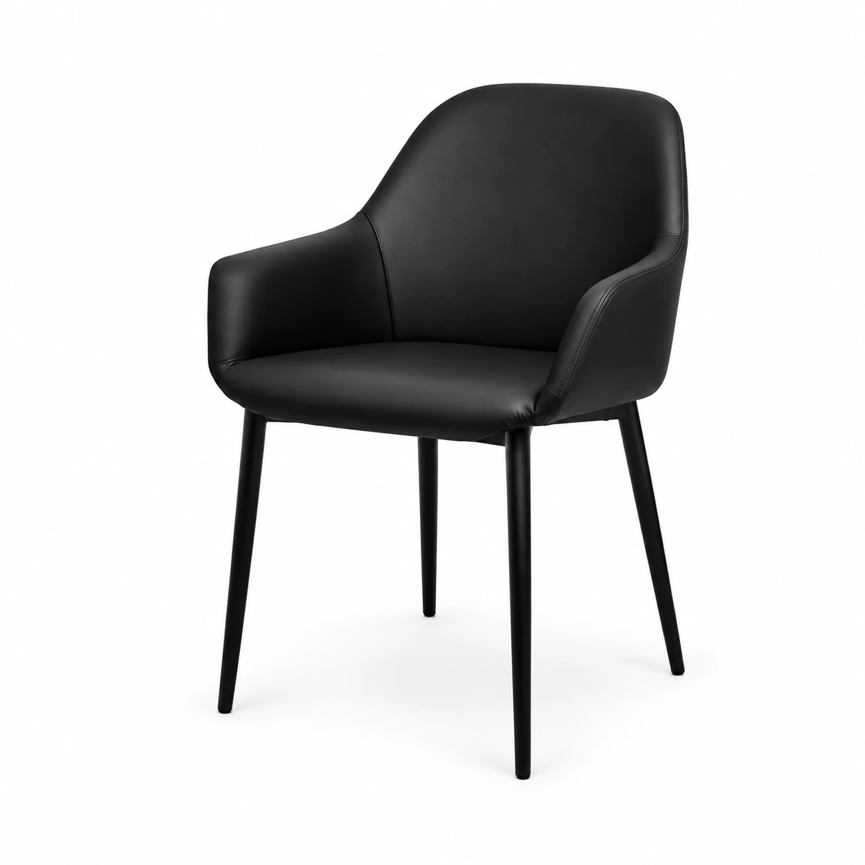 Upholstered Dining Armchair with Tapered Legs — Black — product view