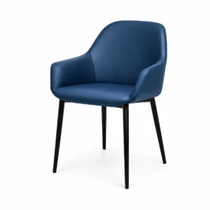 Upholstered Dining Armchair with Tapered Legs — Blue