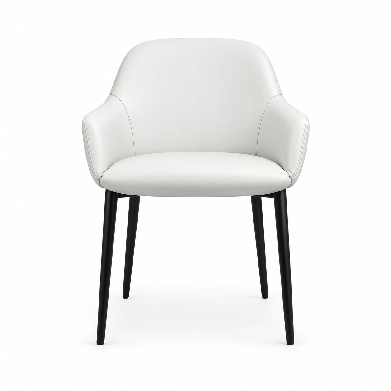 Upholstered Dining Armchair with Tapered Legs — White — front